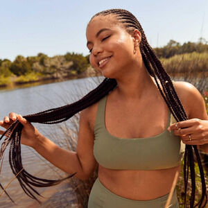 NWT Aerie Olive Green Wide Strap Scoop Neck Bikini Swim Top Medium